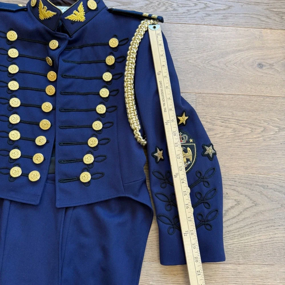 Gail Dauer USMC Military‎ Tailcoat Jacket Blue Wool Gold Braid Embroidery 34XS-T